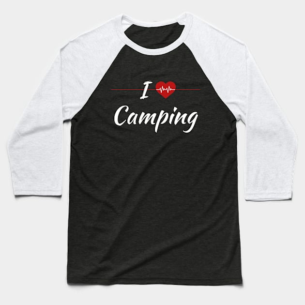 I Heart Camping Baseball T-Shirt by SAM DLS